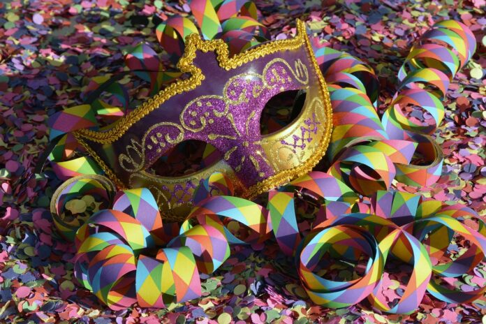 mask, carnival, confetti